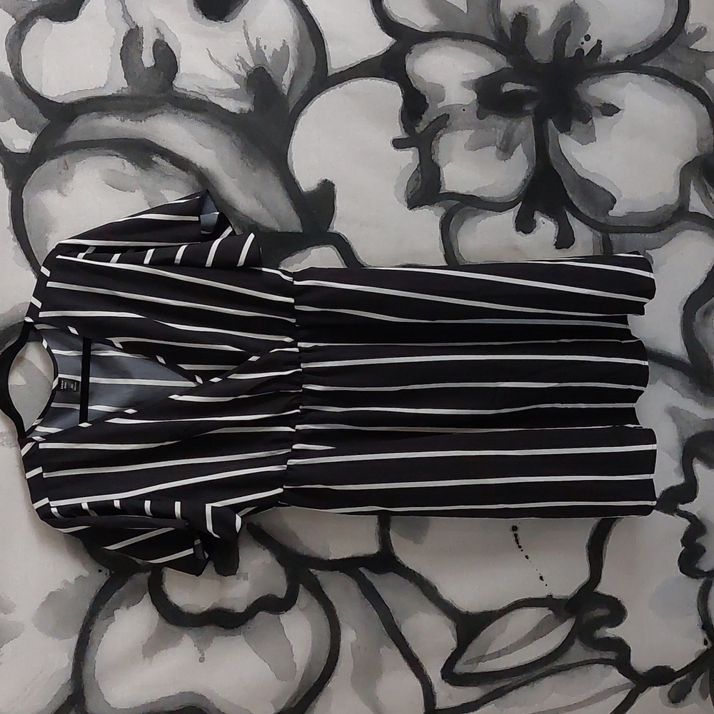 shein curve size 2xl black & white striped dress
